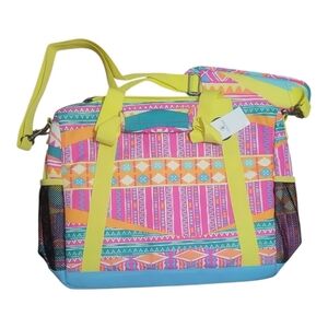 NWT Volcom Colorful  Geometric neon unisex messenger laptop Bag case